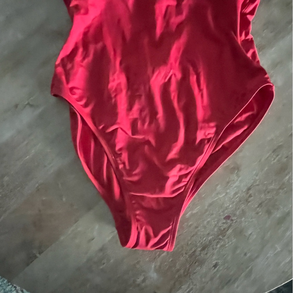 Andie Red One-Piece Swimsuit with Scoop Neckline - Picture 3 of 7